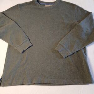 L.L.Bean Mens Pullover Sweater Size L 100% Cotton Forest Green EUC